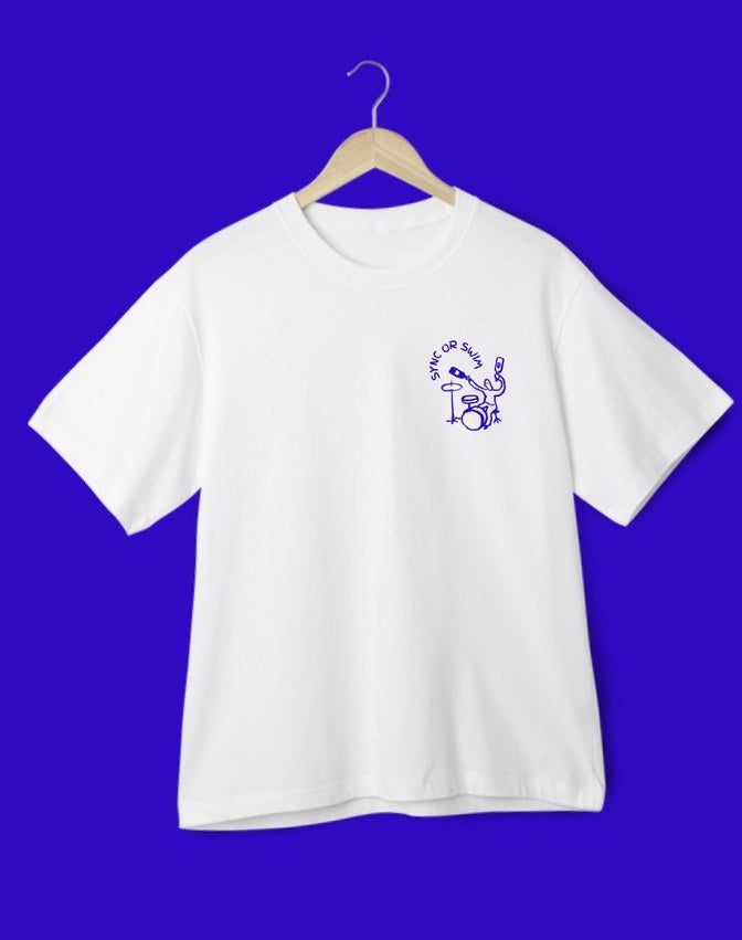 Soss The Drummer tee — front pocket print